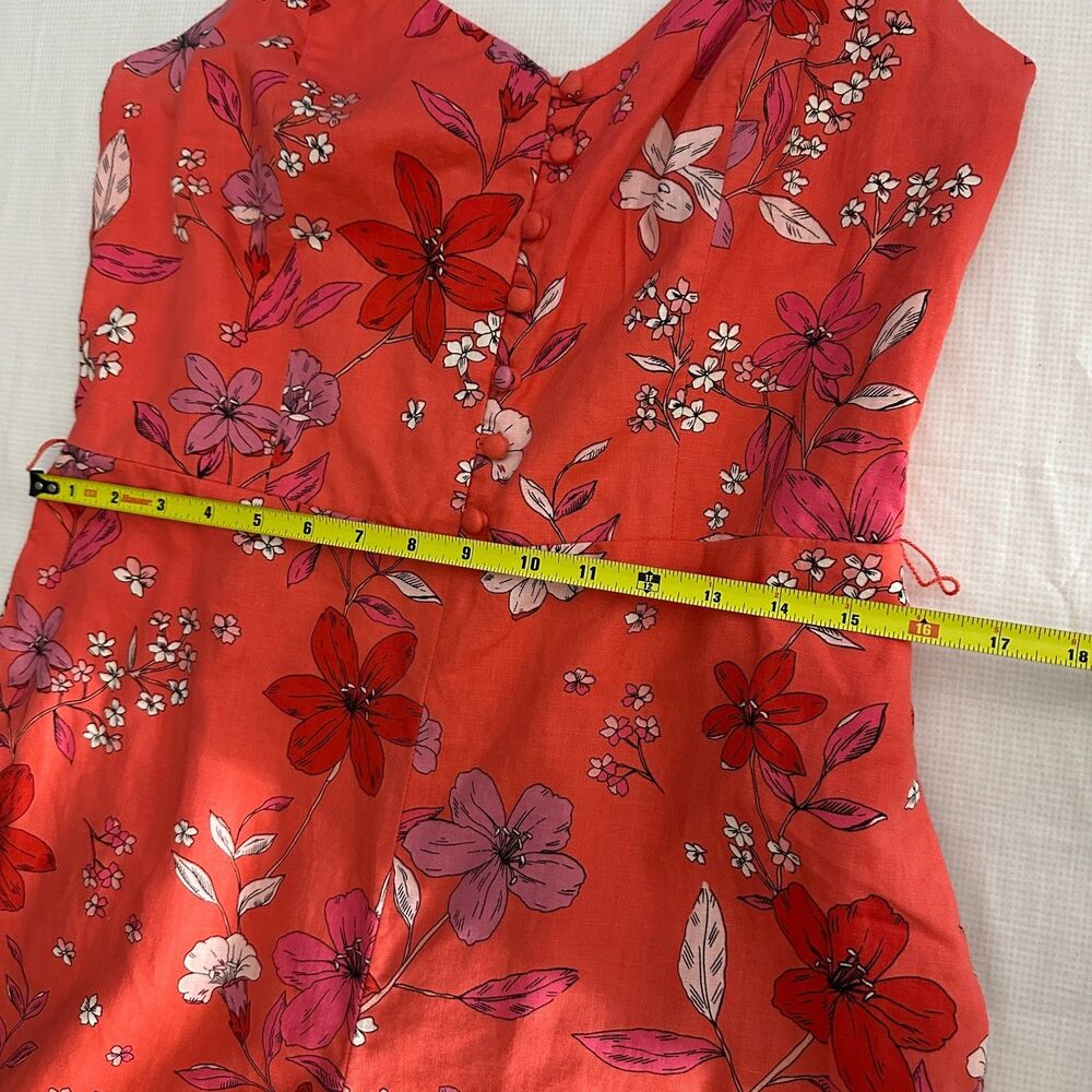 Banana Republic Linen Cotton Blend Coral Floral Jumpsuit Spaghetti Strap Size 10 - Picture 10 of 14